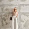 CALÇA JEANS JADE CÓS DUPLO - NATURAL