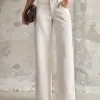 CALÇA JEANS JADE CÓS DUPLO - NATURAL