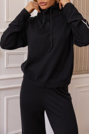 CONJUNTO ORLANDO BLUSA E CALÇA TRICÔ - PRETO