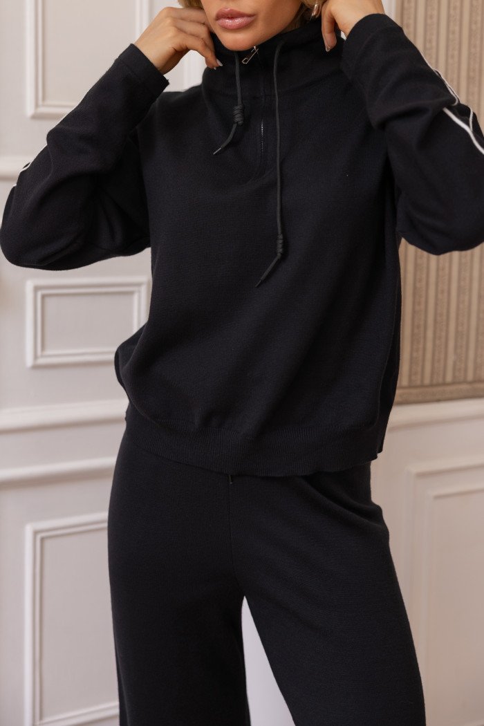 CONJUNTO ORLANDO BLUSA E CALÇA TRICÔ - PRETO