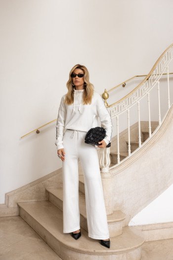 CONJUNTO ORLANDO BLUSA E CALÇA TRICÔ - OFF WHITE