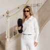 CONJUNTO ORLANDO BLUSA E CALÇA TRICÔ - OFF WHITE