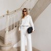 CONJUNTO ORLANDO BLUSA E CALÇA TRICÔ - OFF WHITE