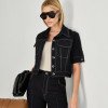 CONJUNTO CASAQUETO E CALÇA PESPONTO VEGAS - PRETO