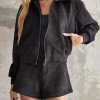 CONJUNTO CAMISA E SHORT SUEDE ALANA - PRETO