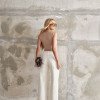 CALÇA JEANS JADE CÓS DUPLO - NATURAL