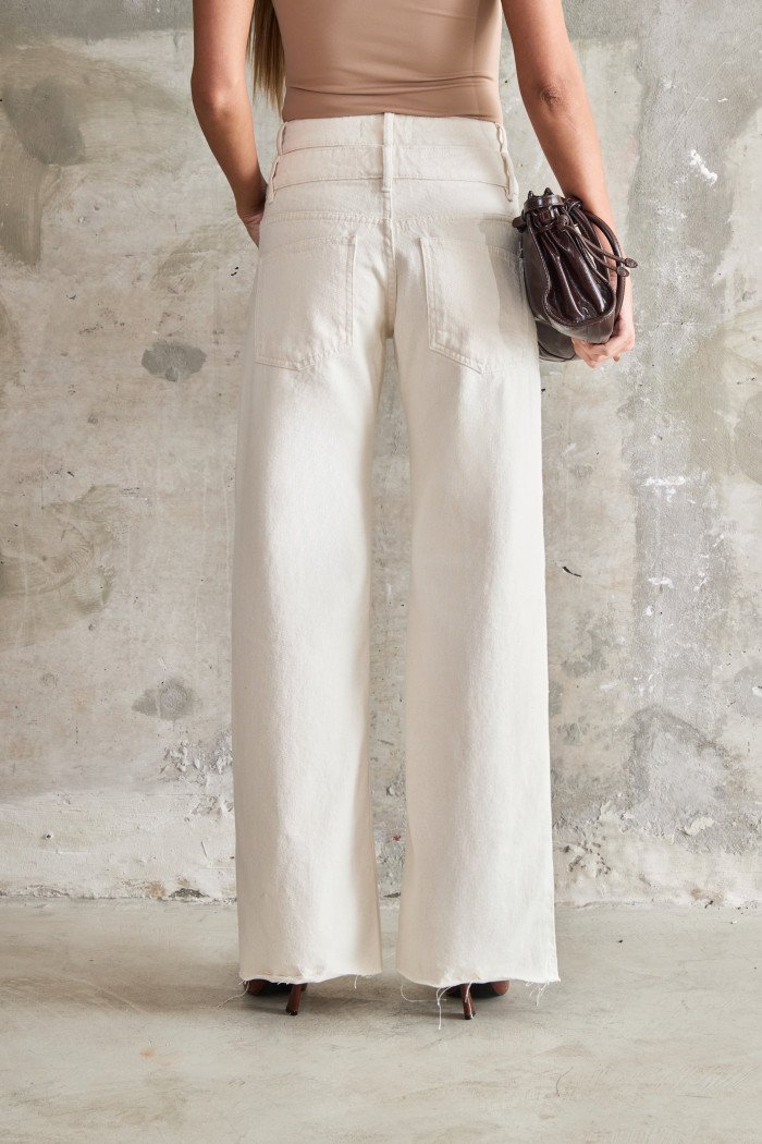 CALÇA JEANS JADE CÓS DUPLO - NATURAL