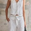 CONJUNTO COLETE E CALÇA RISCA DE GIZ MARCELA - OFF WHITE