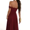 VESTIDO MIDI SAFIRA OMBRO A OMBRO - MARSALA