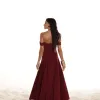 VESTIDO MIDI SAFIRA OMBRO A OMBRO - MARSALA