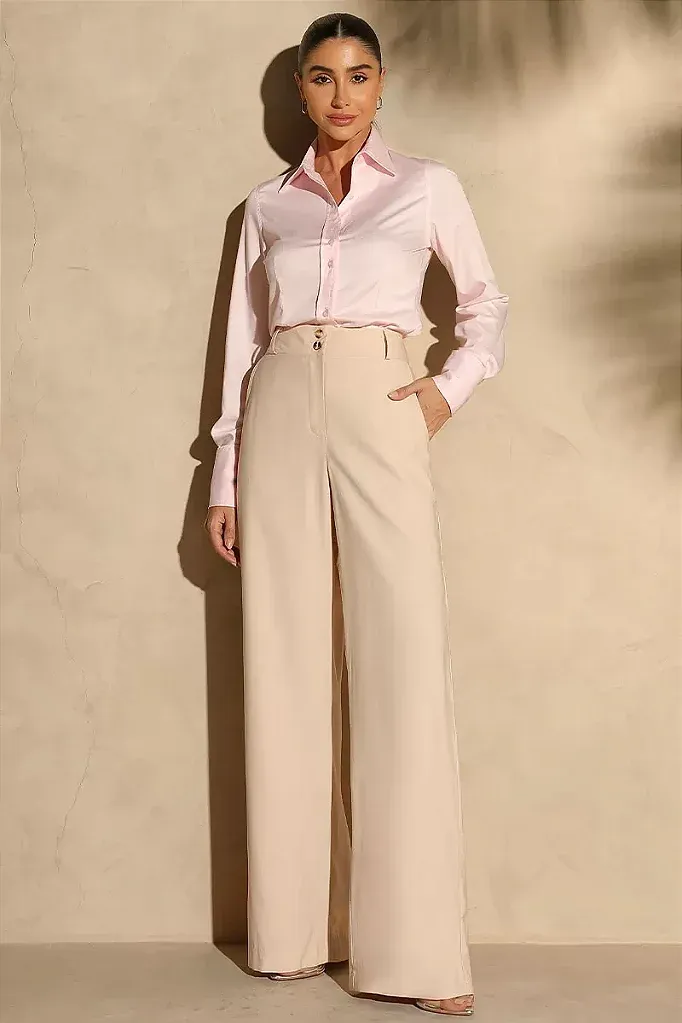 CALÇA ALICE ALFAIATARIA 2 BOTÕES - BEGE