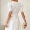 VESTIDO MIDI BRUNA MANGA BUFANTE C/ BARBATANA -  BRANCO