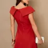 VESTIDO HILDA MIDI DETALHE FLOR - FERRUGEM 