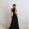 VESTIDO DE FESTA CAPRI UM OMBRO RECORTES - PRETO