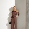 CONJUNTO VERONA BLUSA E PANTALONA ALFAITARIA - MARROM