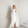VESTIDO TAMIRES T.Q.C ALFAIATARIA COM CAPA CHIFFON NOIVINHAS - OFF WHITE