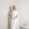 VESTIDO TAMIRES T.Q.C ALFAIATARIA COM CAPA CHIFFON NOIVINHAS - OFF WHITE