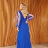 VESTIDO TULUM TULE MANGA LONGA - AZUL ROYAL