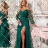 VESTIDO VANCOUVER TULE GLITTER - VERDE ESMERALDA