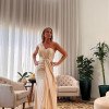 VESTIDO DE FESTA GLAM CREPE ACETINADO - PÉROLA