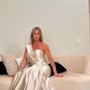 VESTIDO DE FESTA GLAM CREPE ACETINADO - PÉROLA