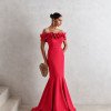 VESTIDO DE FESTA FRANÇA OMBRO A OMBRO - PESSÊGO