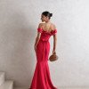 VESTIDO DE FESTA FRANÇA OMBRO A OMBRO - PESSÊGO