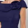 VESTIDO HILDA MIDI DETALHE FLOR - AZUL MARINHO
