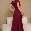 VESTIDO HILDA MIDI DETALHE FLOR - VINHO