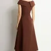 VESTIDO HILDA MIDI DETALHE FLOR - MARROM