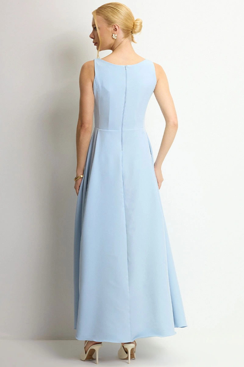 VESTIDO ELIZA LONGO MILANO - AZUL CLARO