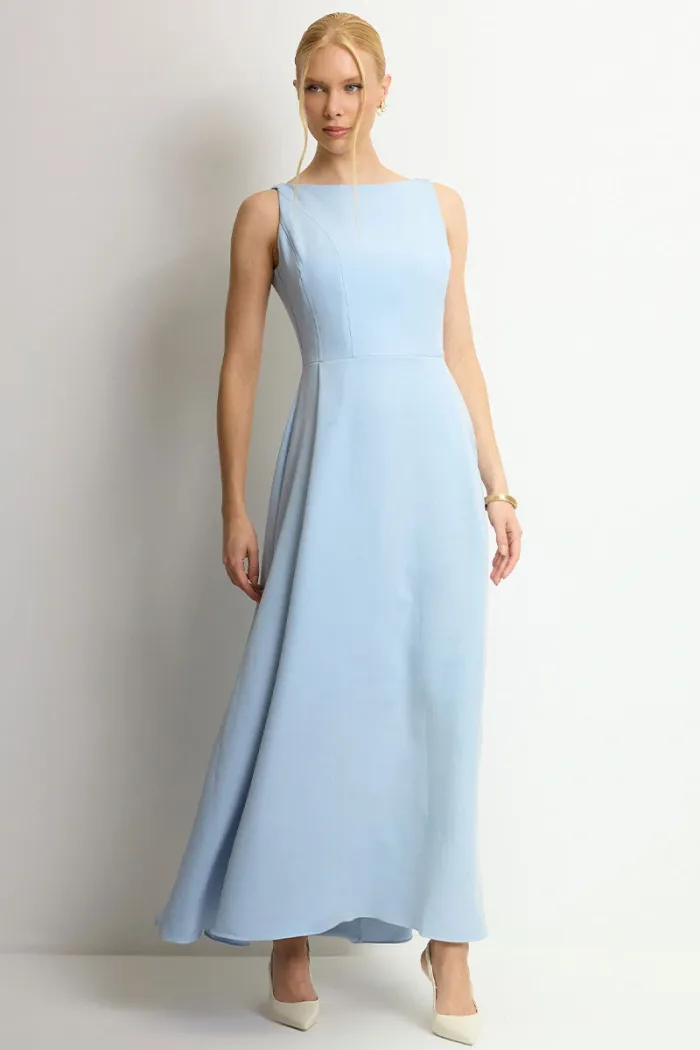 VESTIDO ELIZA LONGO MILANO - AZUL CLARO