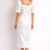 VESTIDO ALINE MIDI TUBINHO COM MANGA - OFF WHITE