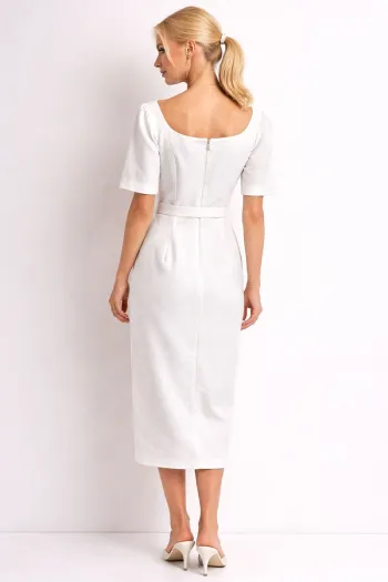 VESTIDO ALINE MIDI TUBINHO COM MANGA - OFF WHITE