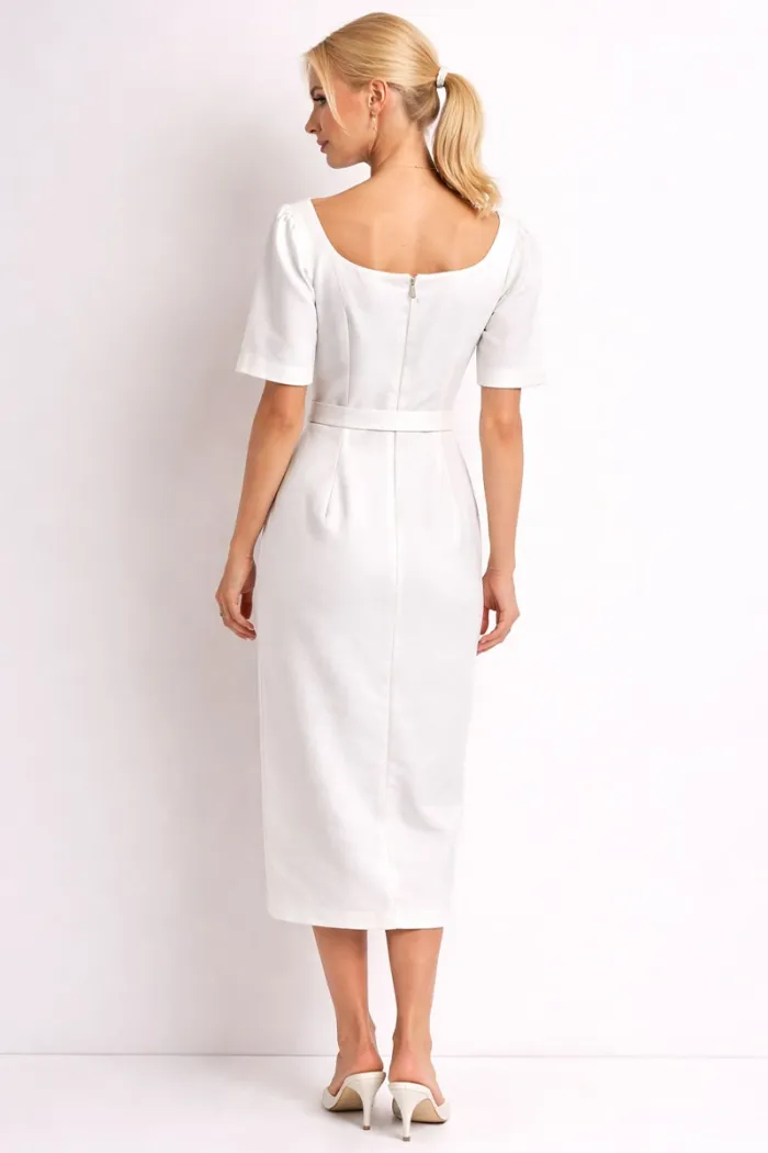 VESTIDO ALINE MIDI TUBINHO COM MANGA - OFF WHITE