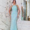 VESTIDO SAMANTHA BORDADO EM PAETÊ DETALHE PEDRARIA OMBRO - VERDE TIFFANY