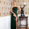 VESTIDO HILLARY FLOR BUSTO CINTURA MARCADA - VERDE ESMERALDA