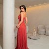 VESTIDO LONGO TULE GLITTER KATE - TERRACOTA