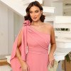 VESTIDO LONGO UM OMBRO FENDA SARA - ROSA CANELA
