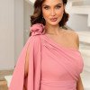 VESTIDO LONGO UM OMBRO FENDA SARA - ROSA CANELA