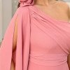 VESTIDO LONGO UM OMBRO FENDA SARA - ROSA CANELA