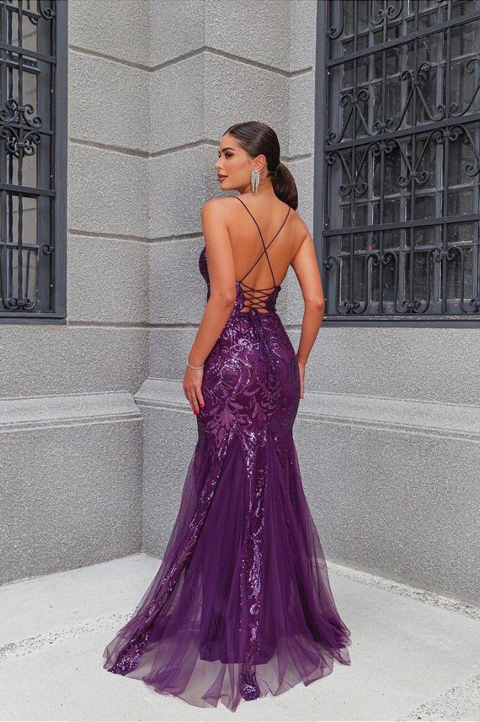 VESTIDO IVANA BORDADO EM PAETÊ - ROXO