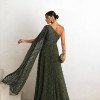 VESTIDO DE FESTA HELENA LONGO RENDA - VERDE OLIVA