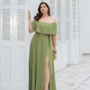 VESTIDO OMBRO A OMBRO KAROLINE PLUS - VERDE OLIVA