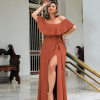 VESTIDO OMBRO A OMBRO KAROLINE PLUS - TERRACOTA