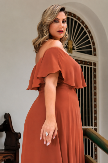 VESTIDO OMBRO A OMBRO KAROLINE PLUS - TERRACOTA
