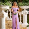   VESTIDO ÁGATA OMBRO A OMBRO TULE COM BRILHO - LAVANDA