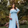 VESTIDO OMBRO A OMBRO KAROLINE PLUS - AZUL SERENITY
