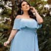 VESTIDO OMBRO A OMBRO KAROLINE PLUS - AZUL SERENITY