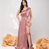VESTIDO MARISA OMBRO A OMBRO CREPE ACETINADO LAÇO - ROSÉ